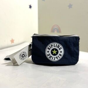 Kipling Creativity XL pouch NWT Gray Slate BL nylon zipper bag with wrist strap